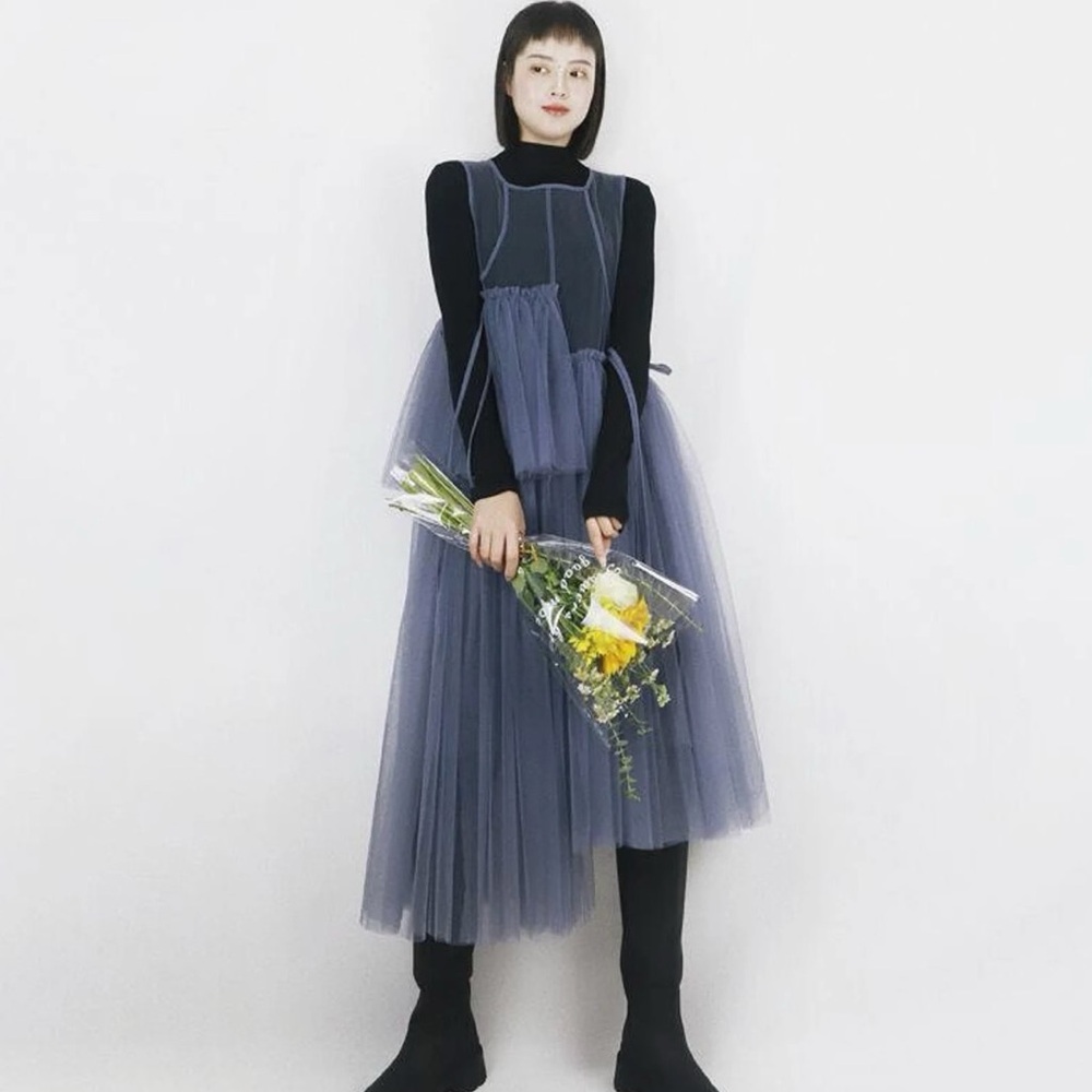 Sheer Asymmetrical Tulle Dress